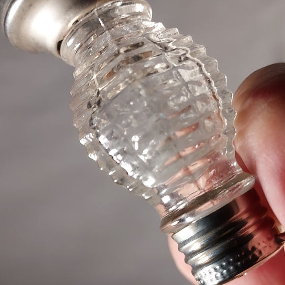 Vintage Pressed Glass Lantern Style Salt & Pepper Shakers Set of Three Metal Lid - Picture 5 of 7